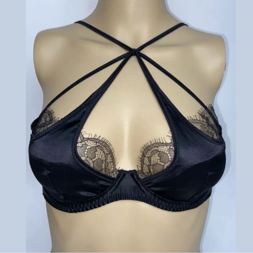 Agent Provocateur Black silk satin lace Robyn bra NWOT